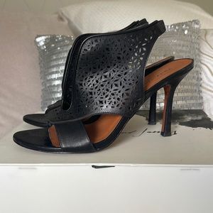 Elizabeth and James, black leather sling back, size 10